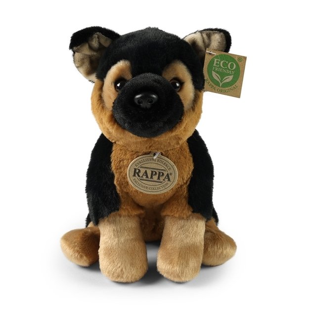 Rappa - Plush realistic German Shepherd dog mascot sitting 23 cm Eco-Friendly Soft Collection 2