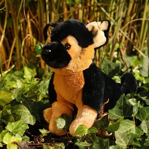 Rappa - Plush realistic German Shepherd dog mascot sitting 23 cm Eco-Friendly Soft Collection 6