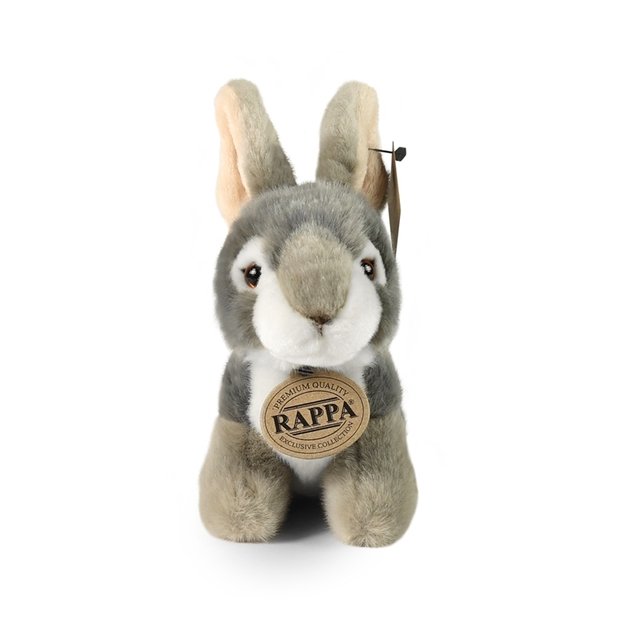 Rappa - Plush realistic mascot gray rabbit sitting 16 cm Eco-Friendly 2