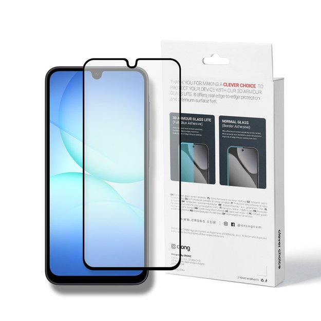 Crong 3D Armour Glass Lite - Full Glue Tempered Glass for Samsung Galaxy A16 / A17 / A26 1