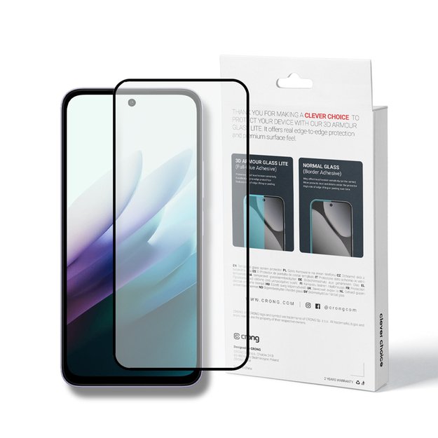 Crong 3D Armour Glass Lite - Full Glue Tempered Glass for Xiaomi Redmi 15 5G
