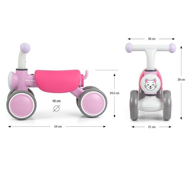Children s balance bike Milly Mally York pink 12