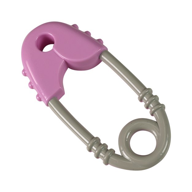 Safety pin rattle pink-grey