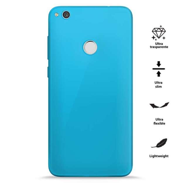 PURO 0.3 Nude – dėklas „Huawei P8 Lite“ (2017 m.) / „Honor 8 Lite“ („Fluo Blue“) 2