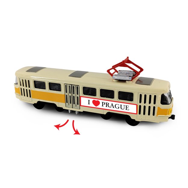 Metal Czech retro tram yellow 16 cm PRAGUE
