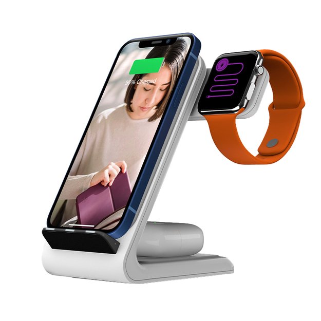 STM ChargeTree Swing 3-in-1 įkrovimo stotelė, skirta telefonui, „AirPods“, „Apple Watch“ – balta 4