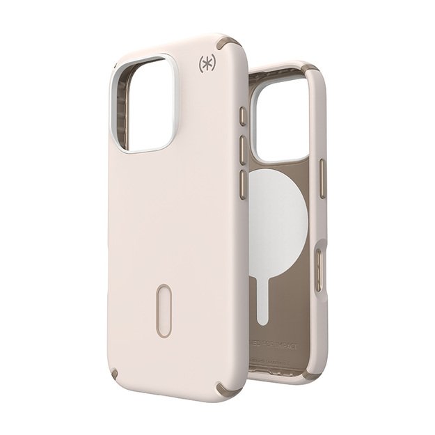 Speck Presidio2 Pro ClickLock & MagSafe – iPhone 16 Pro dėklas (balintas kaulas / „Heirloom Gold“ / Hazel Brown)