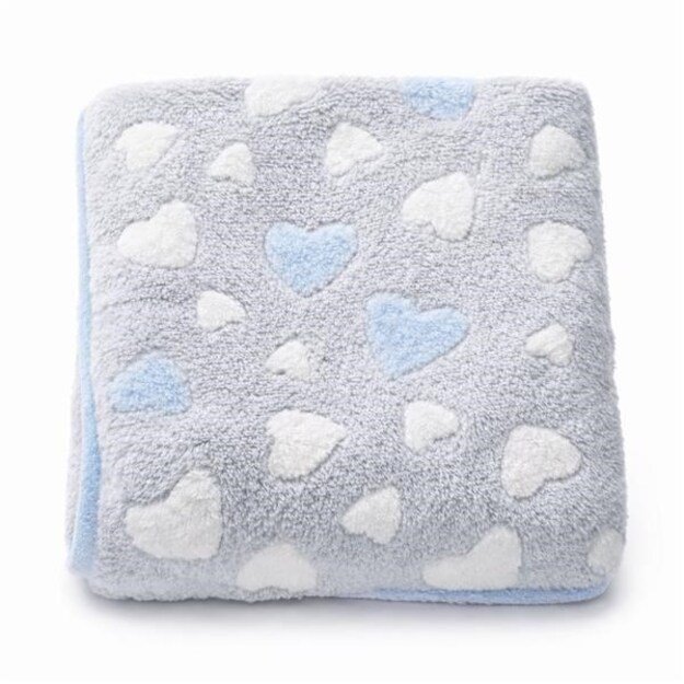Baby blanket New Baby 80x90 heart blue