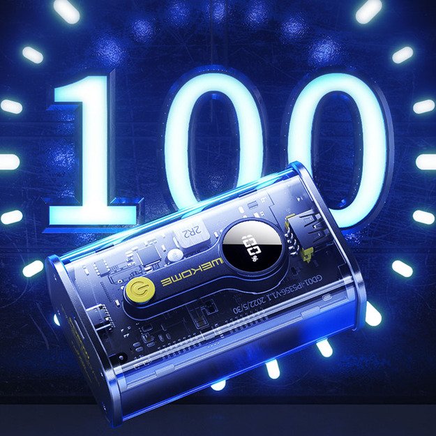 WEKOME WP-333 Vanguard serija – maitinimo blokas 10000 mAh Super Charging PD 20W + QC 22.5W (juodas / skaidrus) 8