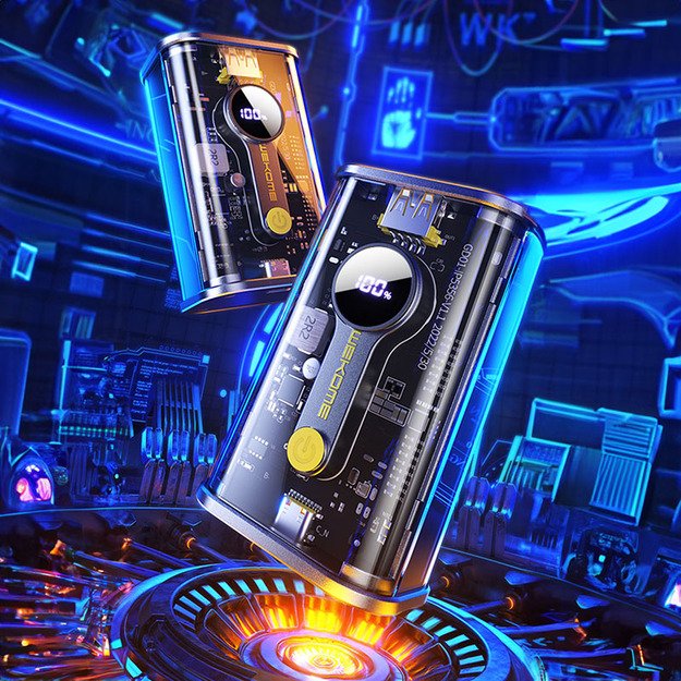 WEKOME WP-333 Vanguard serija – maitinimo blokas 10000 mAh Super Charging PD 20W + QC 22.5W (juodas / skaidrus) 4