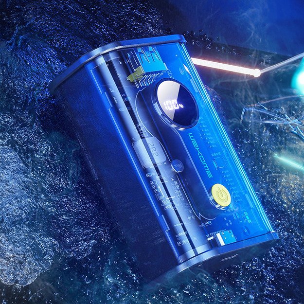 WEKOME WP-333 Vanguard serija – maitinimo blokas 10000 mAh Super Charging PD 20W + QC 22.5W (juodas / skaidrus) 5