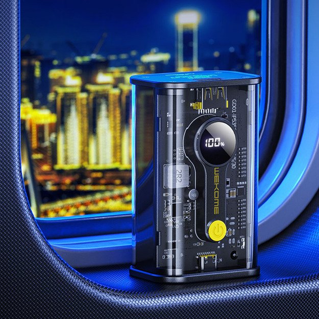 WEKOME WP-333 Vanguard serija – maitinimo blokas 10000 mAh Super Charging PD 20W + QC 22.5W (juodas / skaidrus) 11