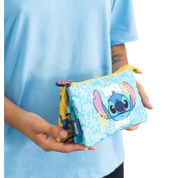 Disney Stitch Tropical – 3 skyrių pieštukų dėklas