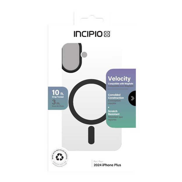 „Incipio Velocity MagSafe“ – „iPhone 16 Plus“ dėklas (skaidrus / juodas) 16