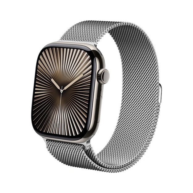 Crong Milano Steel – nerūdijančio plieno dirželis, skirtas Apple Watch 44/45/46/49 mm (sidabrinis)