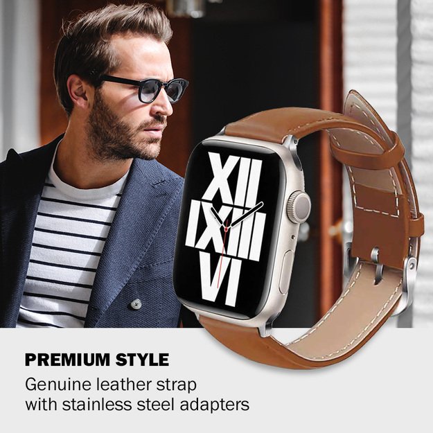 Crong Noble Band – odinis dirželis, skirtas Apple Watch 38/40/41/42 mm (Mokka)