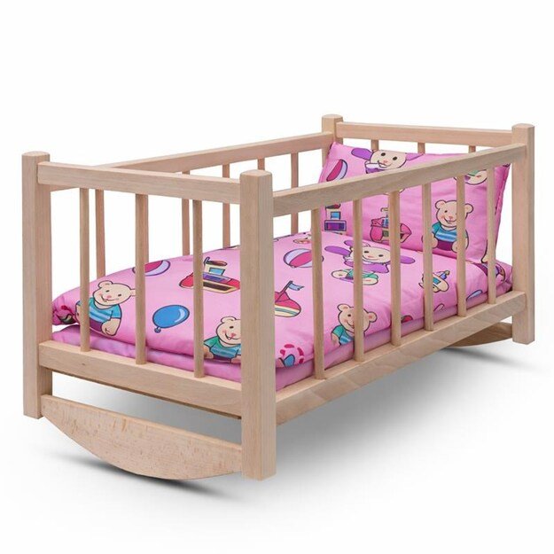 Wooden doll bed-cradle with bedding Baby Mix bears