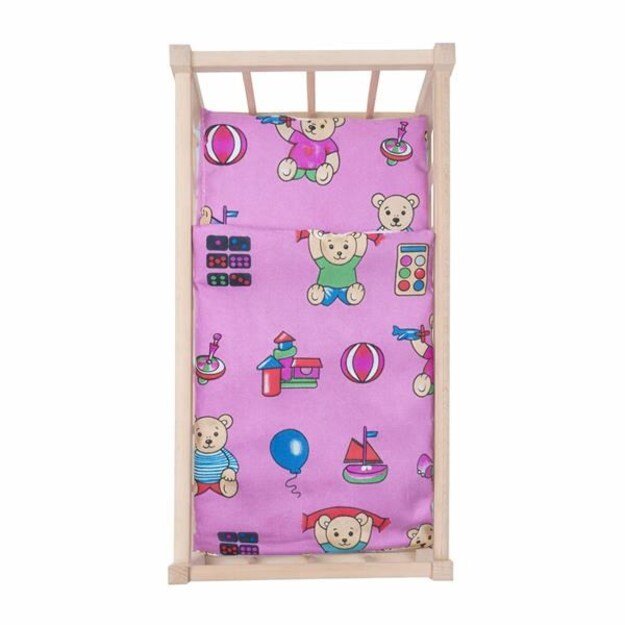 Wooden doll bed-cradle with bedding Baby Mix bears