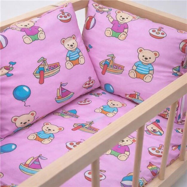 Wooden doll bed-cradle with bedding Baby Mix bears