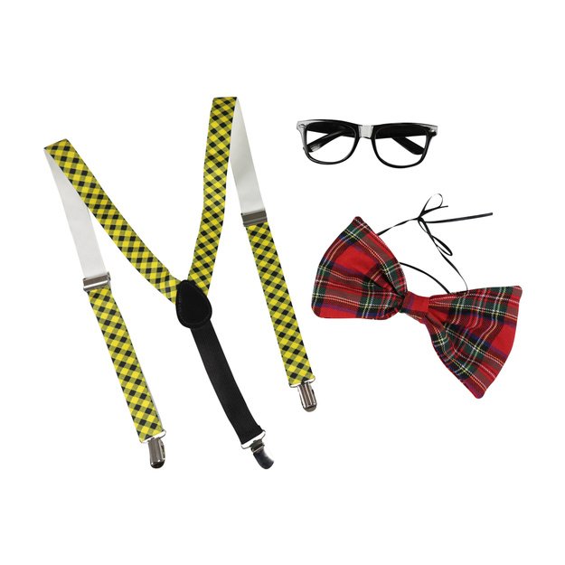 Bow tie with glasses and braces