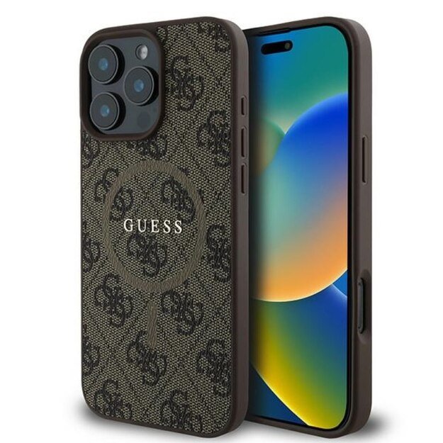 Guess 4G Ring Classic Logo MagSafe - Case for iPhone 16 Pro (brown)
