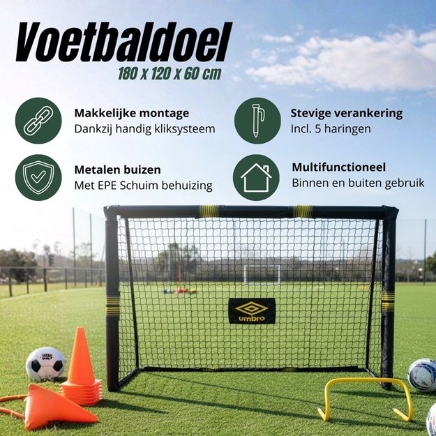Umbro - Metal football goal with net 180x120x60 cm
