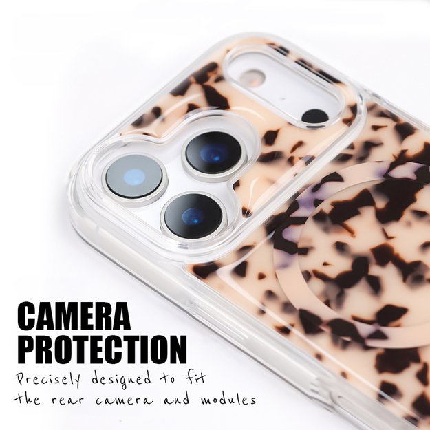 Crong Deluxe MAG Cover - iPhone 17 Pro MagSafe Case (Blonde Tortoise)