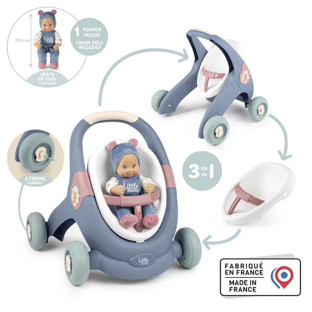 Smoby Baby Walker 3 in 1 + Baby Doll