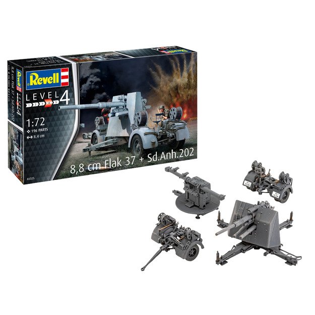 Revell Plastic Model 8,8 cm Flak 37 + Sd.Anh.202 1:72