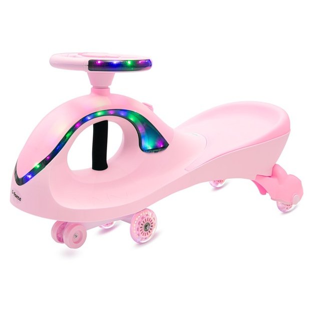 Gravity-powered ride-on for kids with LED Baby Mix G-Force baby pink (Damaged package)