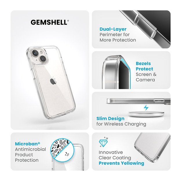 „Speck Gemshell“ – dėklas, skirtas „iPhone 15“ / „iPhone 14“ / „iPhone 13“ (aiškus)