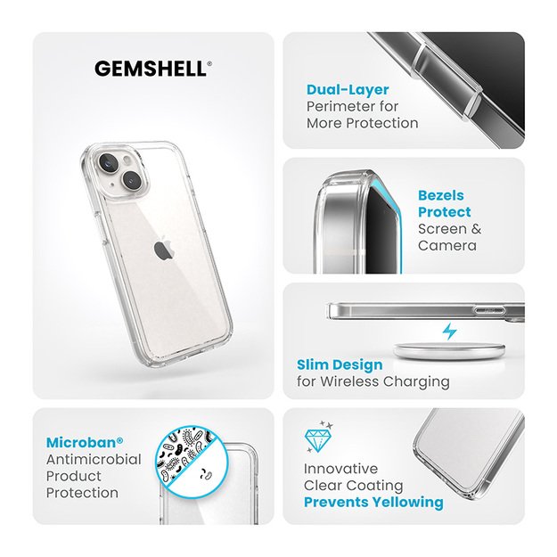 „Speck Gemshell“ – dėklas, skirtas „iPhone 15“ / „iPhone 14“ / „iPhone 13“ (aiškus) 22