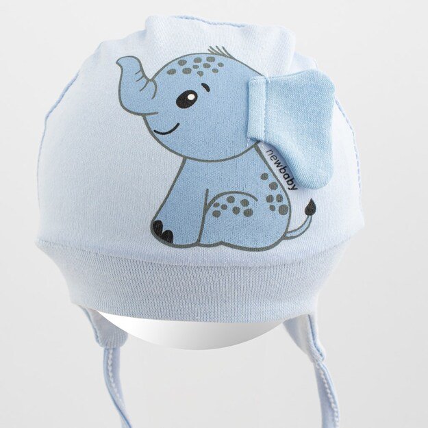 Medvilninė kūdikio kepurė New Baby Happy Elephant mėlyna, 68/74