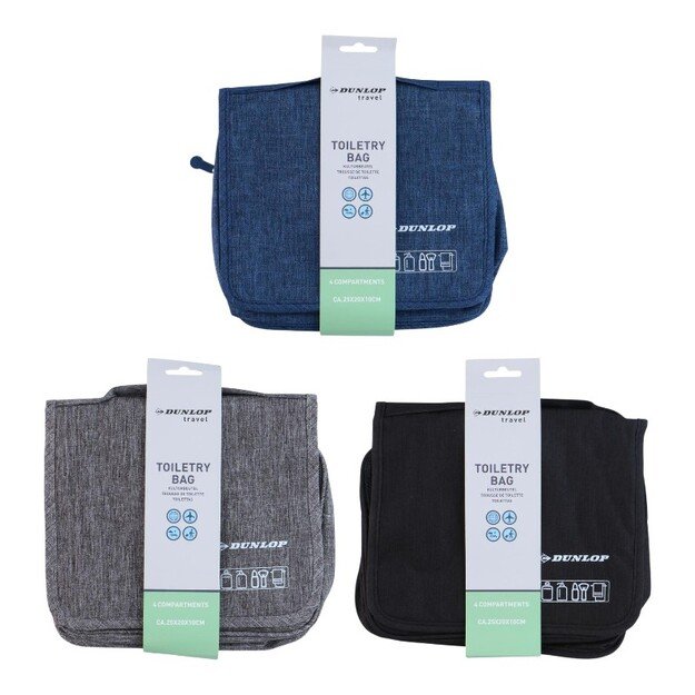 Dunlop – kelioninis kosmetinis krepšys su kabliuku pakabinimui 25x20x10 cm (tamsiai mėlynas) 6