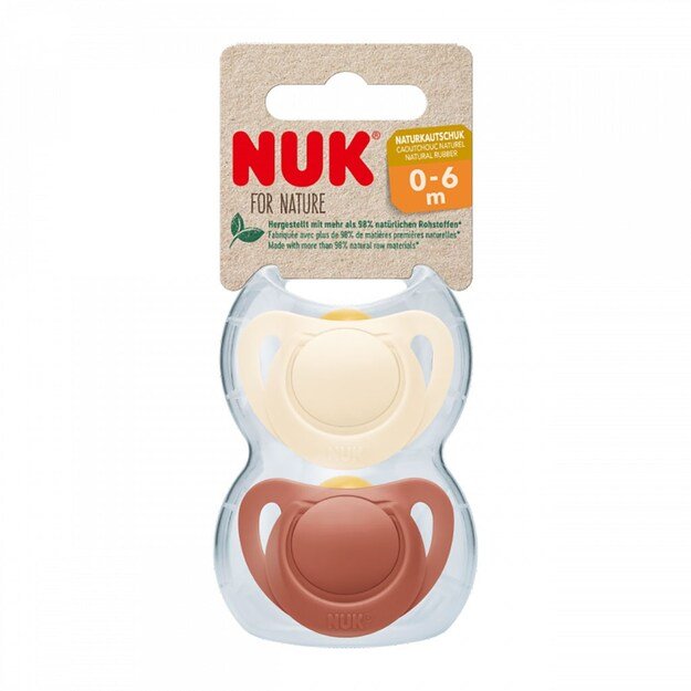 NUK For Nature Latekso čiulptukas 0-6m 2 vnt dėžutė raudona, 0-6 m