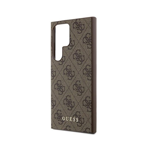 Guess 4G metalinis auksinis logotipas – dėklas, skirtas Samsung Galaxy S24 Ultra (rudas) 3