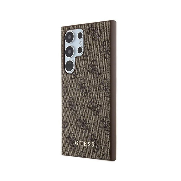 Guess 4G metalinis auksinis logotipas – dėklas, skirtas Samsung Galaxy S24 Ultra (rudas) 7