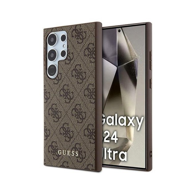 Guess 4G metalinis auksinis logotipas – dėklas, skirtas Samsung Galaxy S24 Ultra (rudas) 8