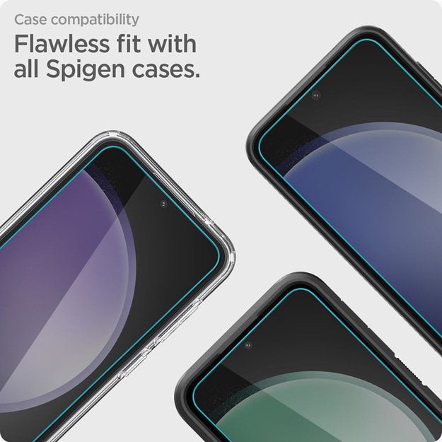 Spigen Alm Glas.TR 2-Pack – grūdintas stiklas, skirtas Samsung Galaxy S23 FE (skaidrus)