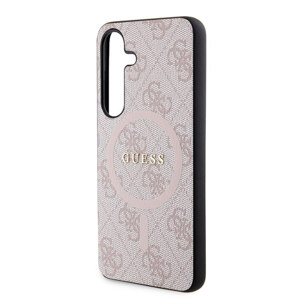 Guess 4G Collection odinis metalinis logotipas MagSafe – dėklas Samsung Galaxy S24 (rožinis) 14