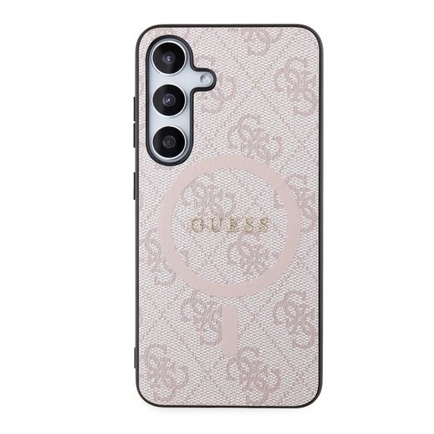 Guess 4G Collection odinis metalinis logotipas MagSafe – dėklas Samsung Galaxy S24 (rožinis) 11