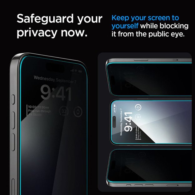 Spigen GLAS.TR EZ FIT Privacy – grūdintas stiklas su privatumo filtru, skirtas iPhone 15/16 6
