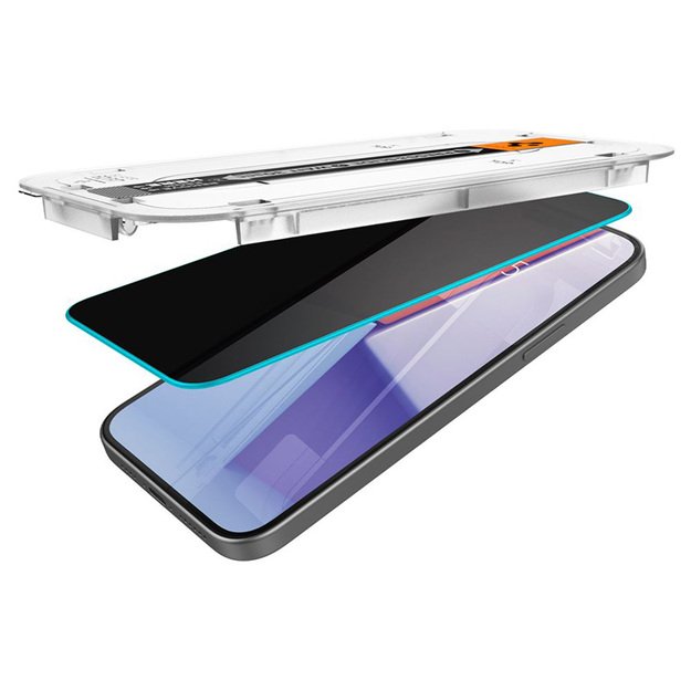 Spigen GLAS.TR EZ FIT Privacy – grūdintas stiklas su privatumo filtru, skirtas iPhone 15/16 5