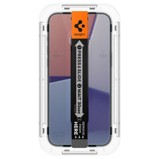 Spigen GLAS.TR EZ FIT Privacy – grūdintas stiklas su privatumo filtru, skirtas iPhone 15/16 4
