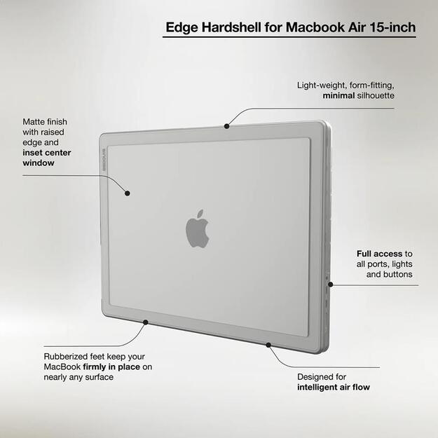 „Incase Edge Hardshell“ dėklas – „MacBook Air 15 M3“ (2024) / M2 (2023) dėklas (skaidrus)