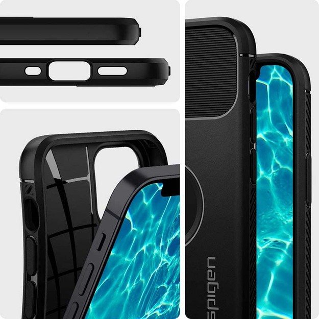 „Spigen Rugged Armor“ – „iPhone 12“ / „iPhone 12 Pro“ dėklas (juodas)