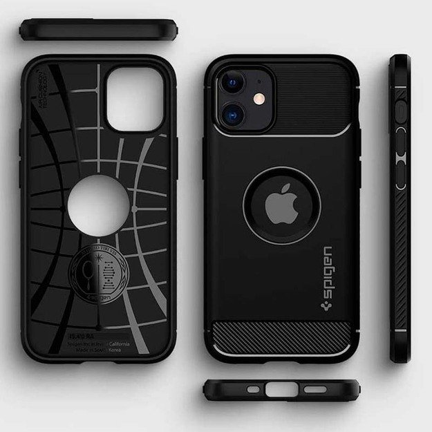 „Spigen Rugged Armor“ – „iPhone 12“ / „iPhone 12 Pro“ dėklas (juodas)