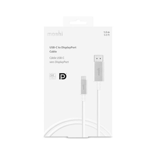 Moshi USB-C į DisplayPort 1,5 m, 5K (baltas) laidas