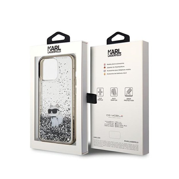 Karl Lagerfeld Liquid Glitter Choupette – iPhone 13 Pro Max dėklas (skaidrus)