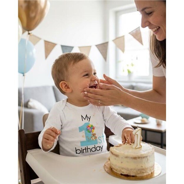 Kūdikių kombinezonas su raštu New Baby My first birthday mėlynas, 80 (9-12m) 3